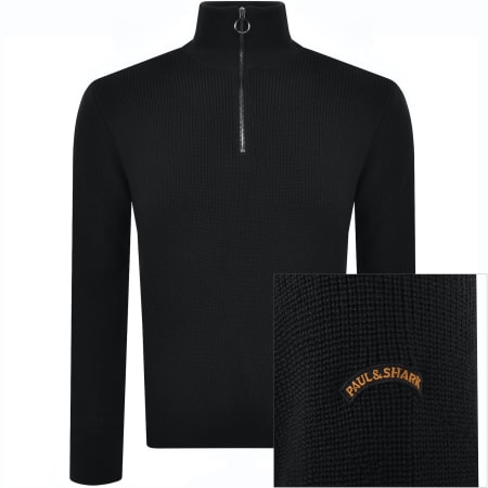 Paul Shark Wool Sweater with Contrasting Profiles Man Black Size M